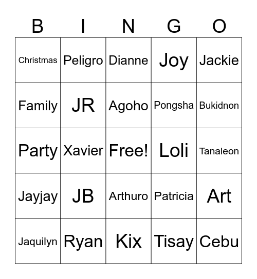 BINGO Card
