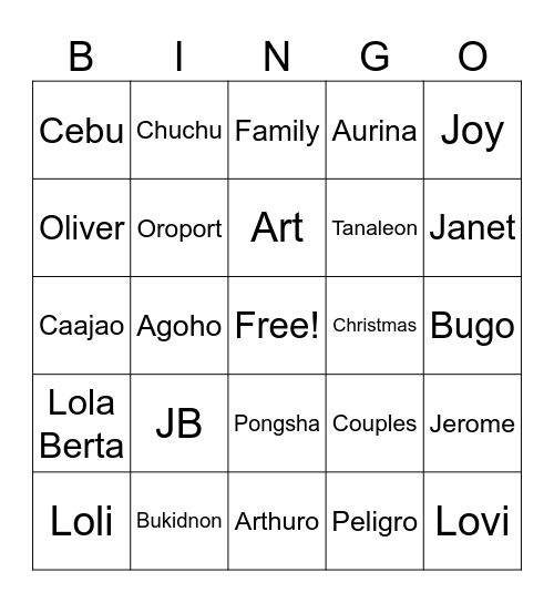 BINGO Card