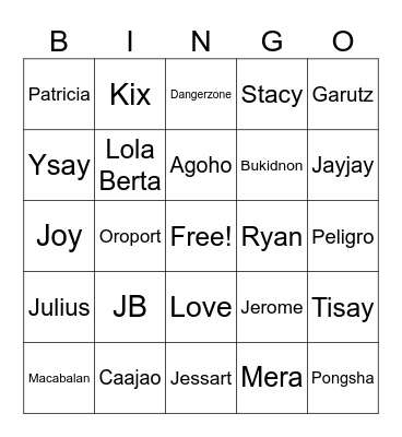 BINGO Card