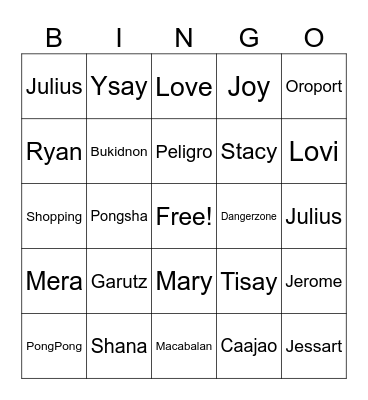 BINGO Card