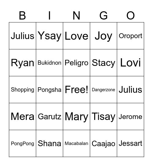 BINGO Card