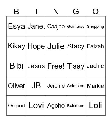 BINGO Card