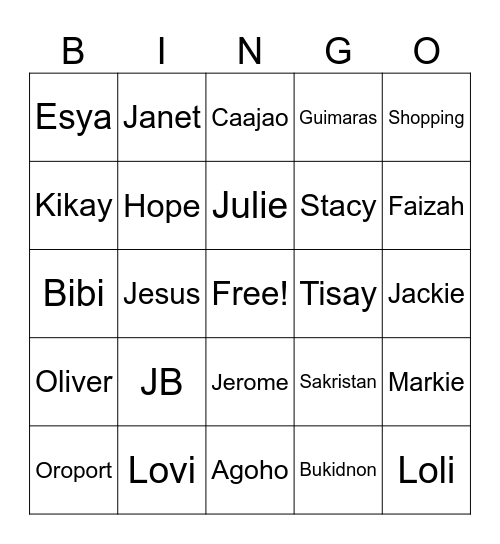 BINGO Card