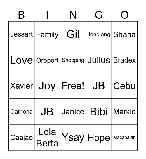 BINGO Card