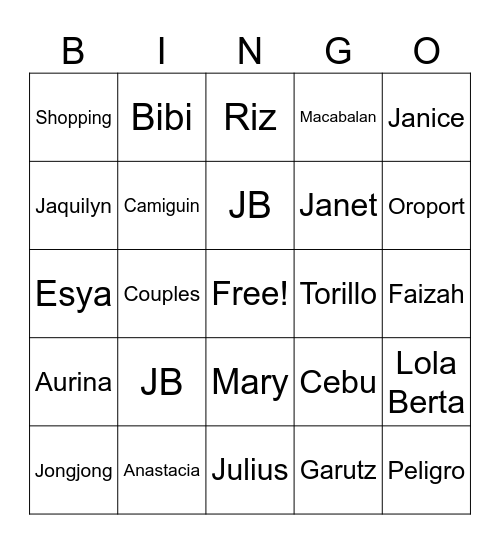BINGO Card