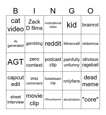YT vs TK Bingo Card