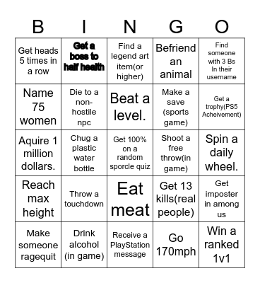 Game Bingo Card