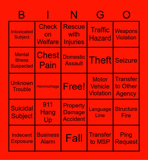 Christmas Eve BINGO Card