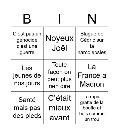 Bingo de Noël Bingo Card