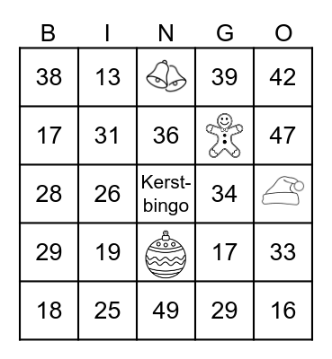 Kerstbingo Card