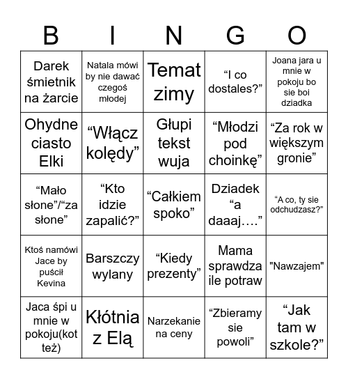 Święta na Legnickiej xD Bingo Card