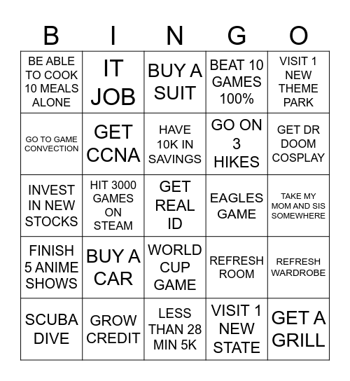 2026 Bingo Card