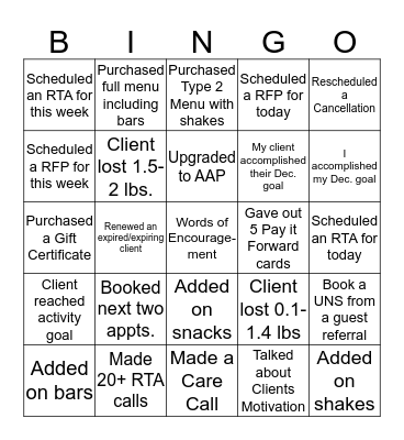 Holiday Bingo Card
