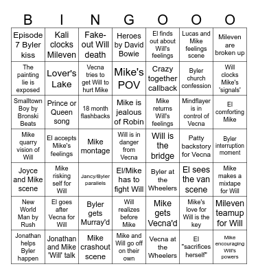 Caitlin's Byler-heavy Vol. 2 Bingo Card