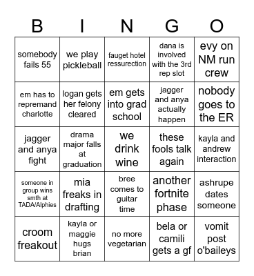 spring 26 Bingo Card