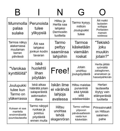 Joulubingo Card