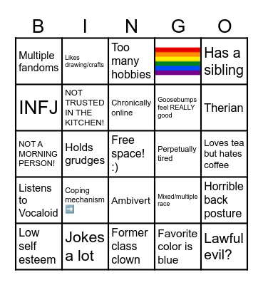 Cybr Kinnie Bingo (How Similar Are You To Me?) Bingo Card