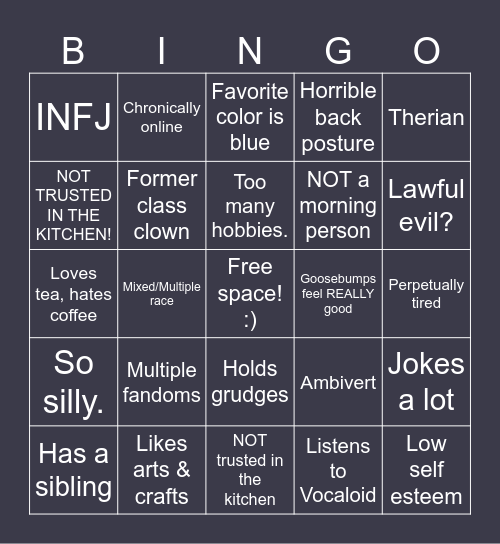 Cybr Kinnie Bingo (How Similar Are You To Me?) Bingo Card