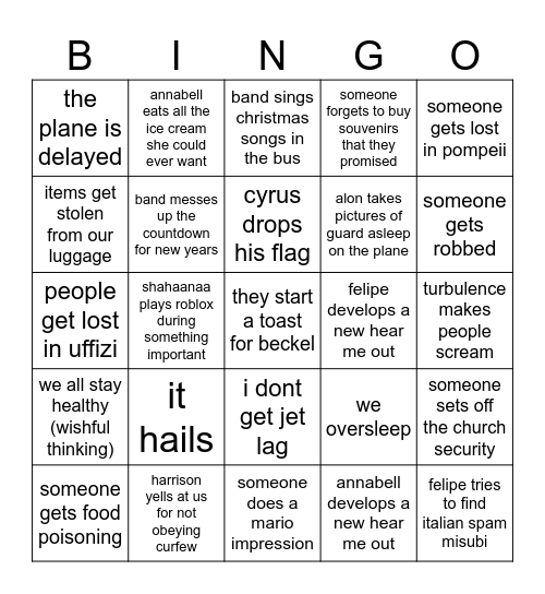 god this took forever Bingo Card