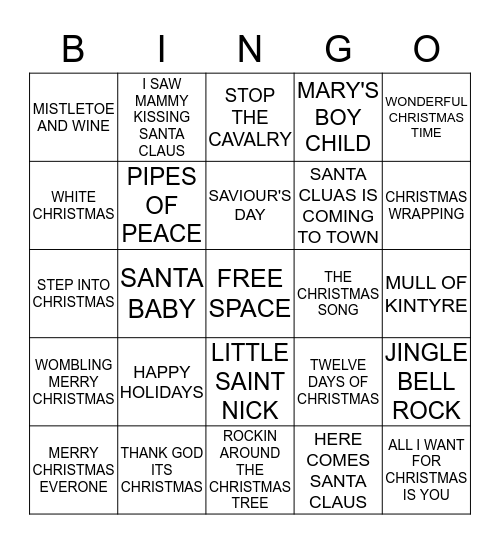 CHRISTMAS Bingo Card