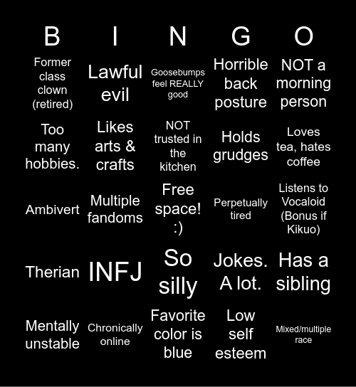 Cybr Kinnie Bingo (How Similar Are You To Me?) Bingo Card