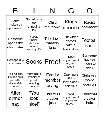 Christmas Day Bingo Card