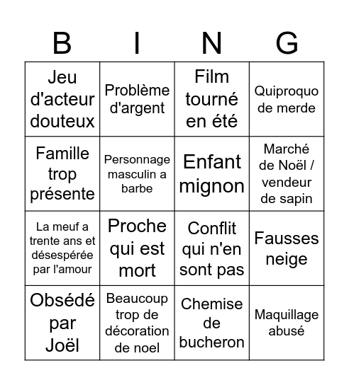 Bingo film noël Bingo Card