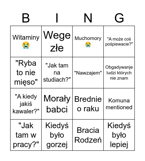 Święta 2025 Bingo Card