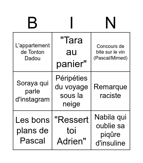 Bingo Noël Bingo Card
