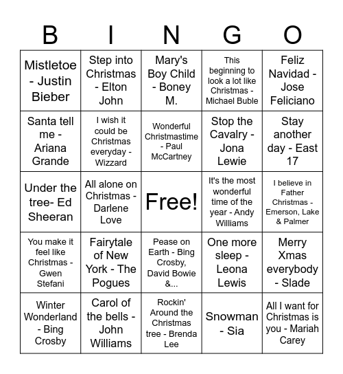 Christmas Bingo Card