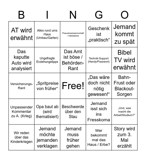 Frohe Weihnachten! Bingo Card