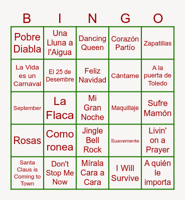 Bingo Navideño de Los Crespo Bingo Card