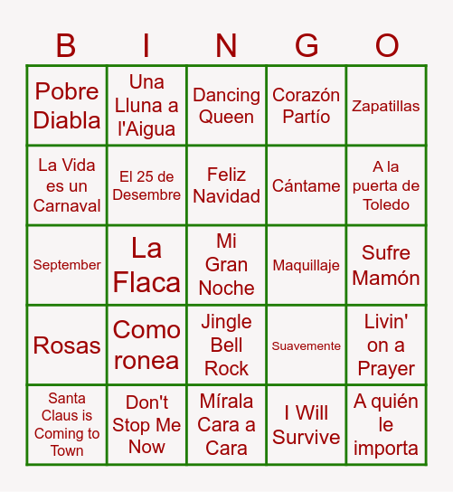 Bingo Navideño de Los Crespo Bingo Card