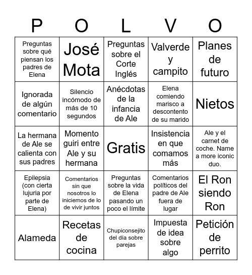 Cena de nochebuena Bingo Card