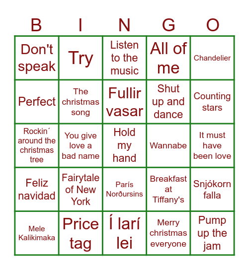 Jólabingó Bingo Card