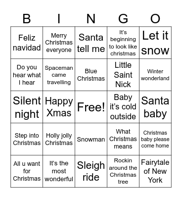 Harris Christmas bingo Card
