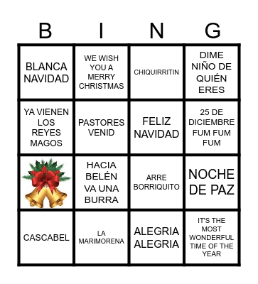 BINGO MUSICAL LA LUNA Bingo Card