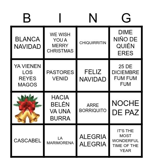 BINGO MUSICAL LA LUNA Bingo Card