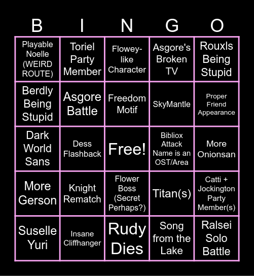 DELTARUNE CHAPTER 5 Bingo Card