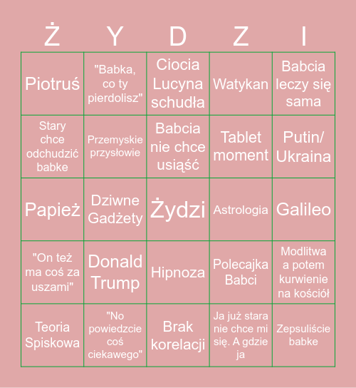 Wigilia Przemyśl 2025 Bingo Card