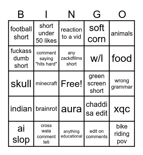 bongo Bingo Card
