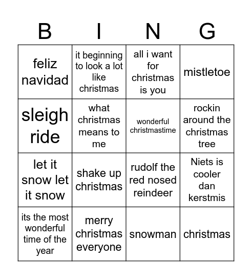 Kerst Bingo! Bingo Card