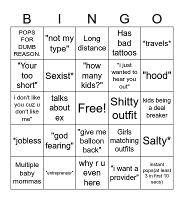pop da balloon bingo Card