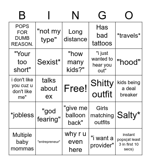pop da balloon bingo Card