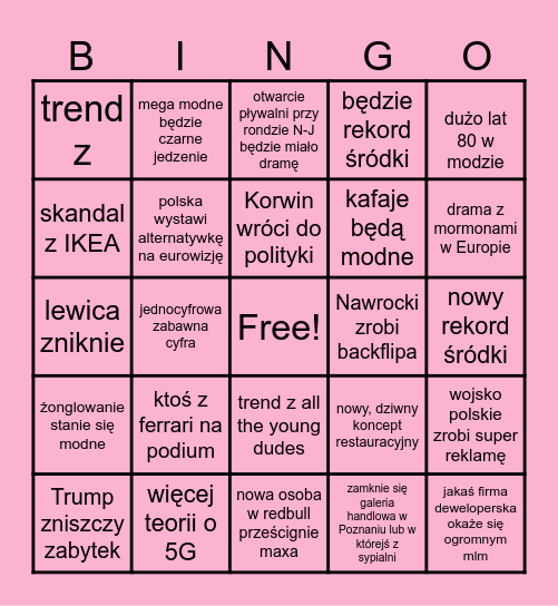 2026 bingo Card