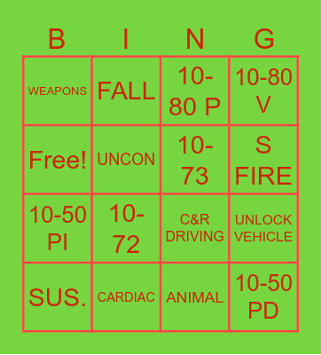 911 CHRISTMAS BINGO Card