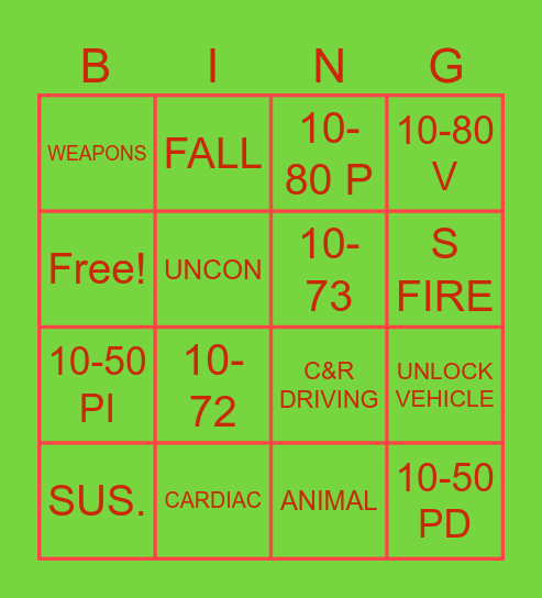 911 CHRISTMAS BINGO Card