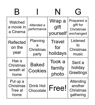Christmas Party Bingo Card