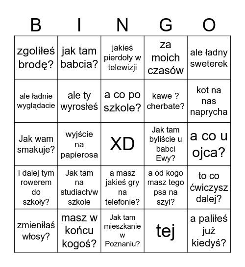 wigila u matki Bingo Card