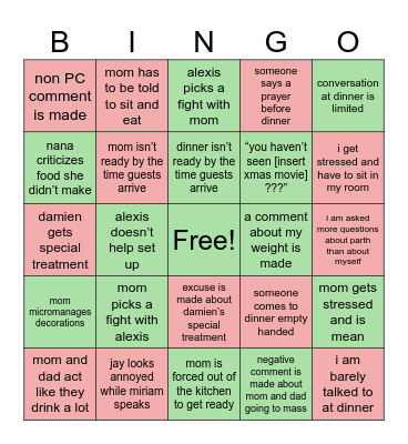 Christmas Bingo Card